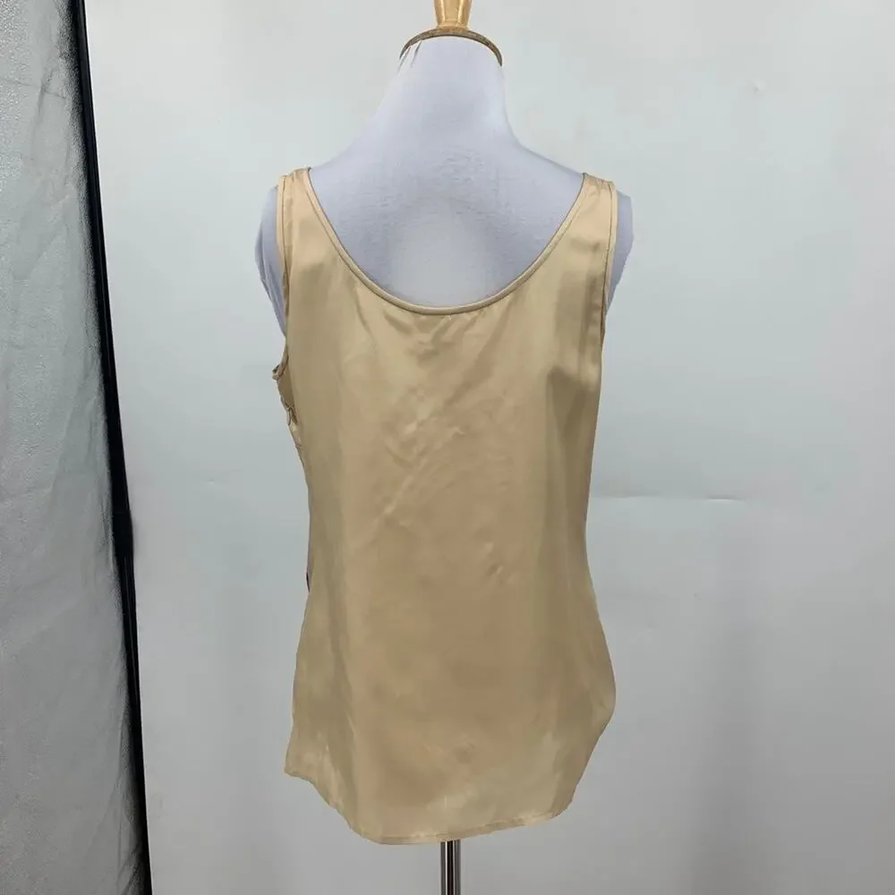 J Crew Tank Top Womens 6 Champagne Espresso Silk Cheetah Sparkle Appliqué Lined